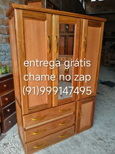 Guarda roupa de solteiro com espelho madeira jatobá