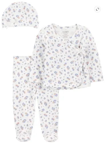 Conjunto com touca Carters tamanho 0-3, 3-6 e 6-9 meses importados (Novos)