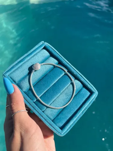 Pulseira inspiração Pandora coração cravejado em prata 925 tamanho 16