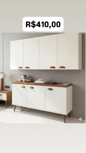 Conjunto de cozinha completo Armário e Balcão Brancos