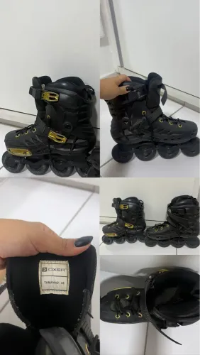 Patins Oxer Inline Preto e Dourado Tam. 38 - Pouco usado