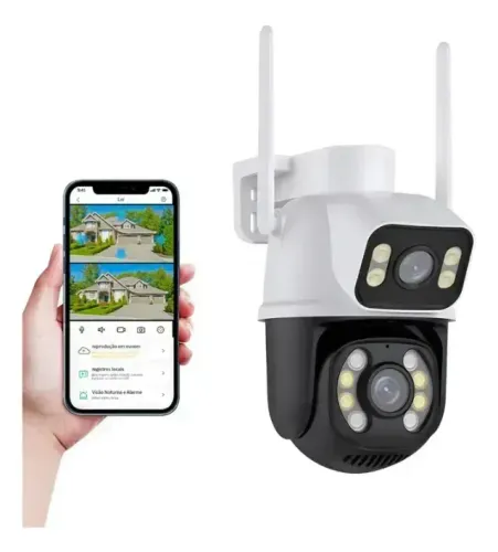 Camera wifi Externa Dupla 2 Cameras app ICSEE *NOVA*