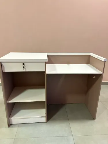 Balcão Caixa em MDF - Rose com Branco Laqueado