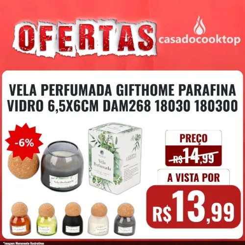 VELA PERFUMADA GIFTHOME PARAFINA VIDRO 6,5X6CM DAM268 18030
