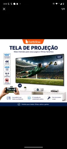TELA DE PROJEÇÃO GIGANTE BETTDOW 120" CINZA ANTIRREFLEXO (NOVA E LACRADA) ?<br>