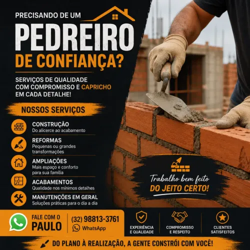 Ofereço meus serviços de pedreiro