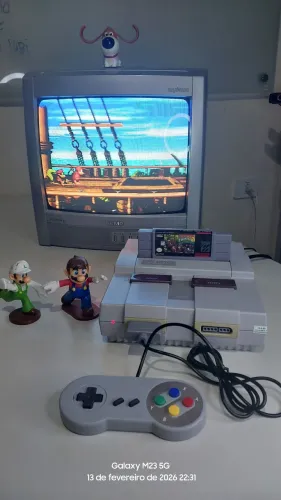 SUPER NINTENDO FAT + TOP + JOGO DK2 - funcionando perfeitamente.