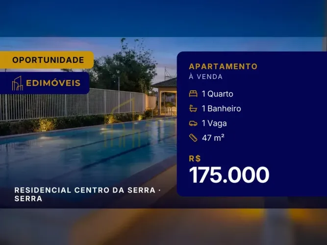 Sensacional Apartamento 1 Quarto no Residencial Centro da Serra  Área Externa Privativa!