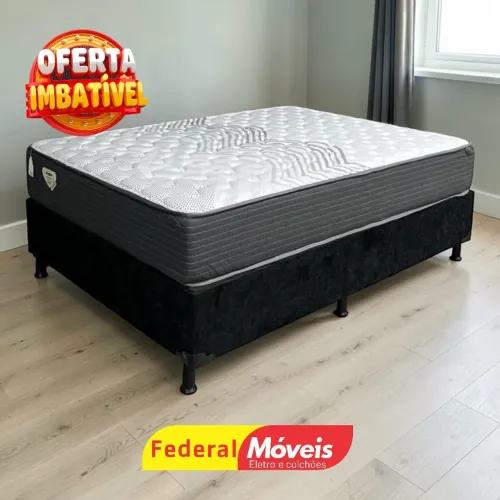 Cama Box Casal Colchão c/ 30cm altura e Base 1,38m Ecoflex - Super Oferta! 