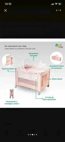 Berço portátil rosa