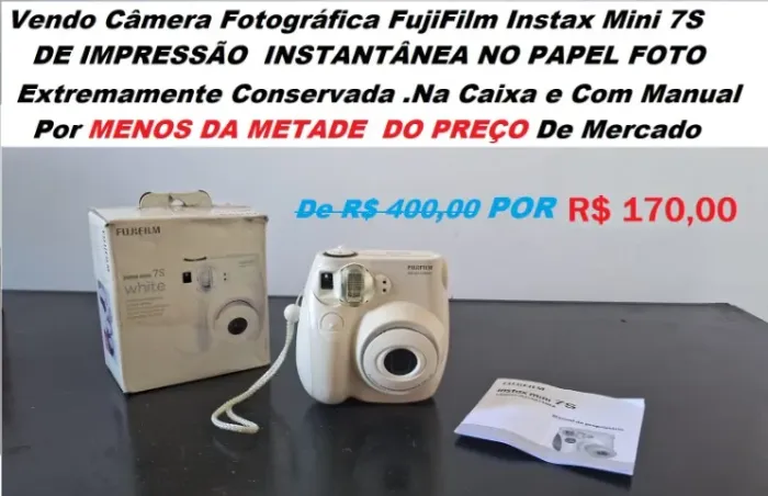 Vendo Câmera Fotográfica De IMPRESSÃO INSTATÂNEA EM PAPEL FOTO Fuji Film Instax Mini 7 S.