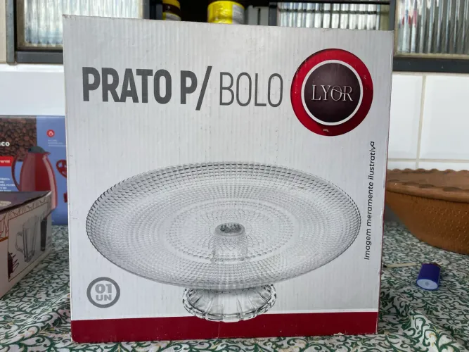 Kit prato p/ bolo + xícaras e cumbucas de vidro