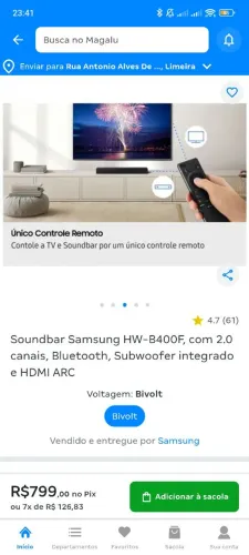 Soundbar Samsung Série B HW-B400F novo lacrado aberto apenas para teste. 