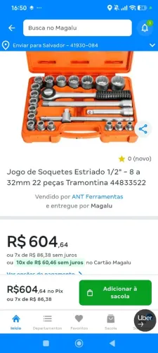 Jogo de Soquetes Estriado 1/2" - 8 a 32mm 22 peças Tramontina
