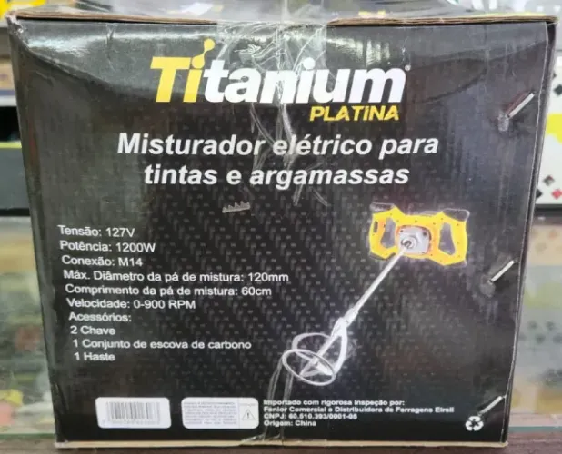 MISTURADOR ELETRICO P/ARGAMASSA 1200W-127V 08016 TITANIUM