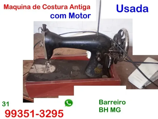 maquina de costura antiga com motor casa decoração roupas loja enfeite antiguidades
