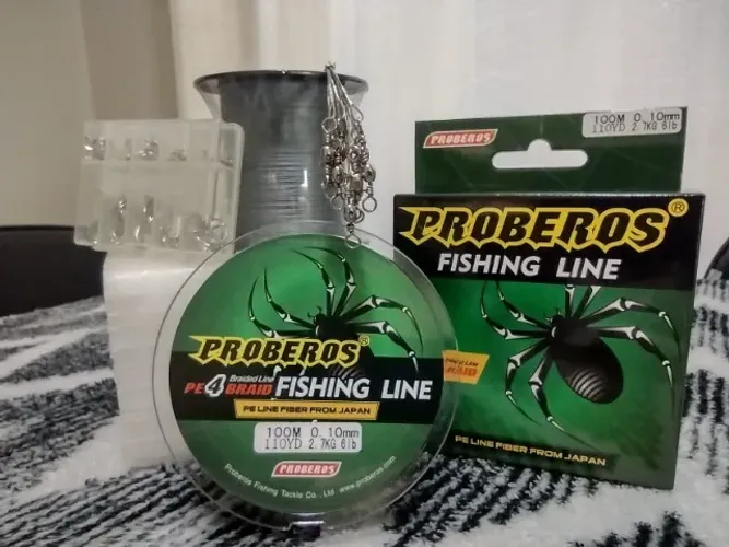 kit de pesca com linha ( duas unidades ), anzol ( caixa ) e encastoador (castor - 10 und)