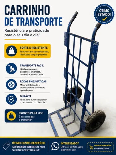 CARRINHO DE TRANSPORTE REFORÇADO À VENDA