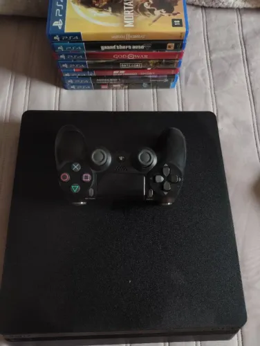 PS4 Slim 1TB + 6 JOGOS ORIGINAIS + Controle Original