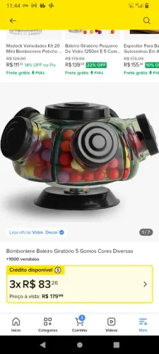 Bombonier Baleiro giratório 5 gomos pequeno 