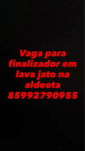 Vaga para finalizador em lava jato 