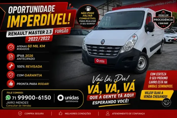 Renault Master 2.3 DCI Grand Furgão16v Diesel 2022