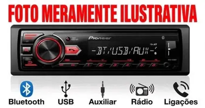 Som automotivo Pioneer MVH-298BT (bluetooth,USB,auxiliar,ligações,rádio)!?