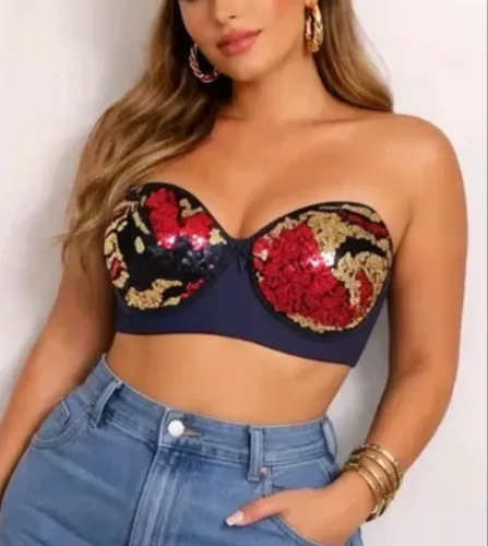 top cropped paetês vintage, tamanho G, usado em ótimo estado
