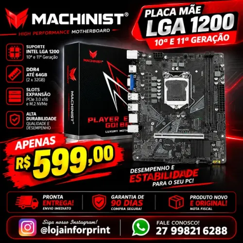 Placa Mae Machinist H511 Lga 1200 Ddr4