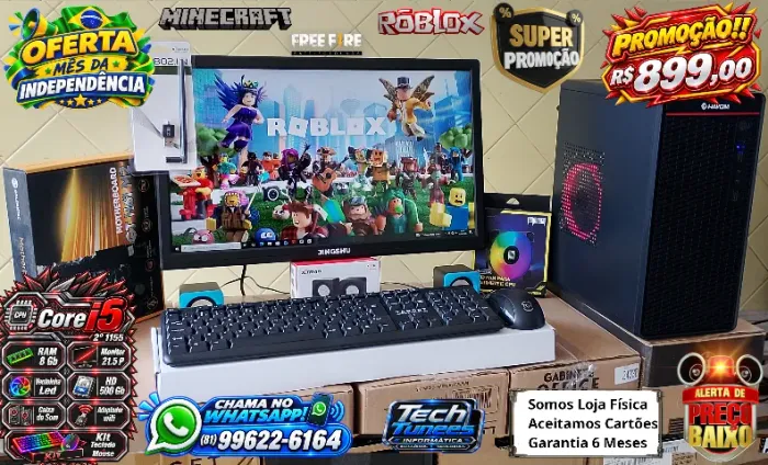 PC Computador - Core i5, i3 (8 Gb Ram-SSD 120, HD 500 - Monitor 21.5 - Caixa de Som 