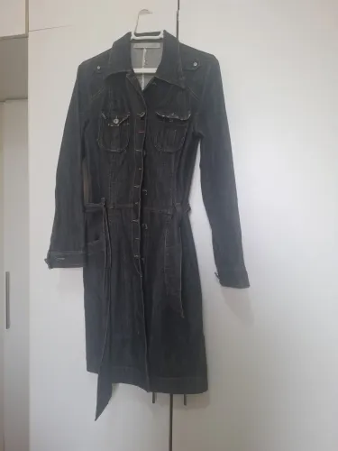 Casacão Jeans Enjoy Feminino Longo Acinturado | Tam P