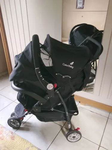 Carrinho de Bebê 15Kg Passeio 3 Rodas Triciclo Compacto Preto ColorBaby
