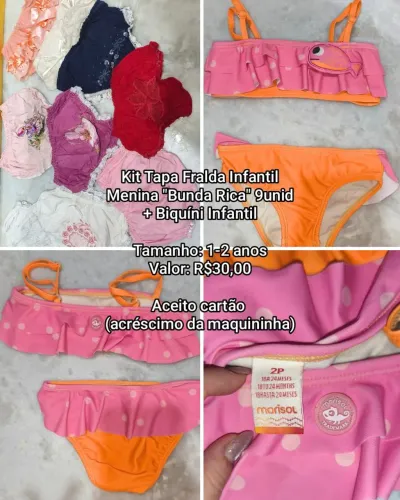 Calcinha tapa fralda biquíni Infantil menina