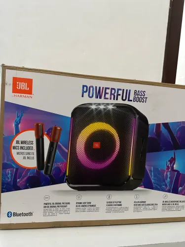 Caixa de som JBL PartyBox encore + 2 microfone 