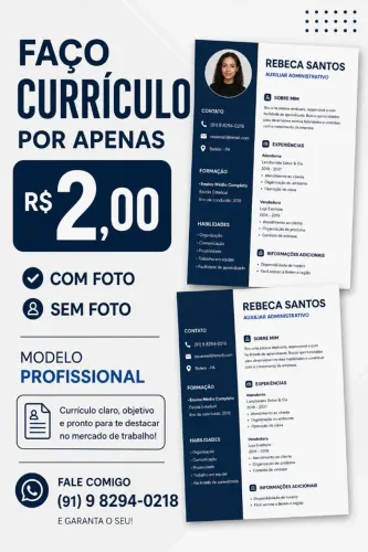 Currículo profissional apenas 2,00