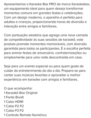 Karaoke box ja com mais de 500 músicas incluuidas