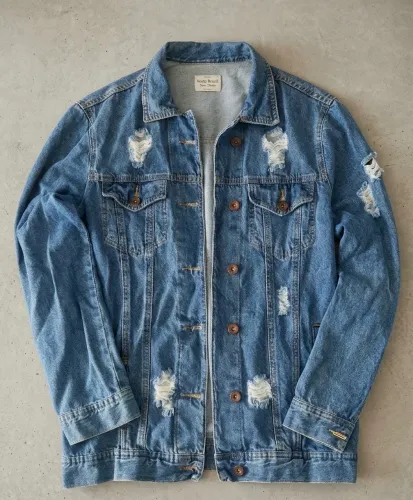 Jaqueta Jeans Feminina Oversized Destroyed