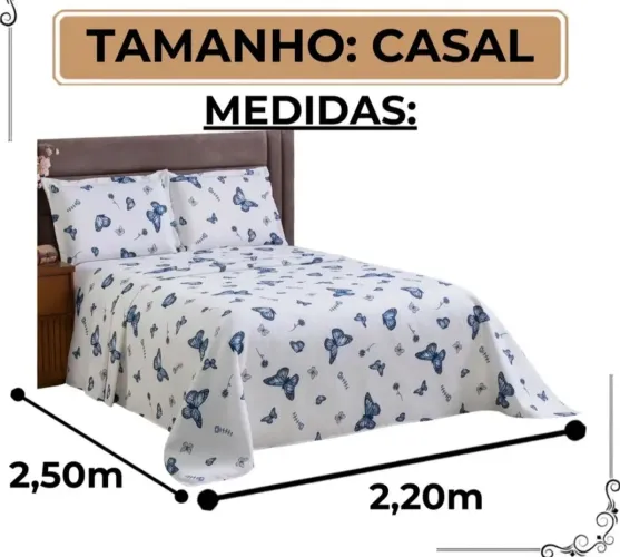 Cobre leito casal Piquet Borboleta NOVO 03 pçs