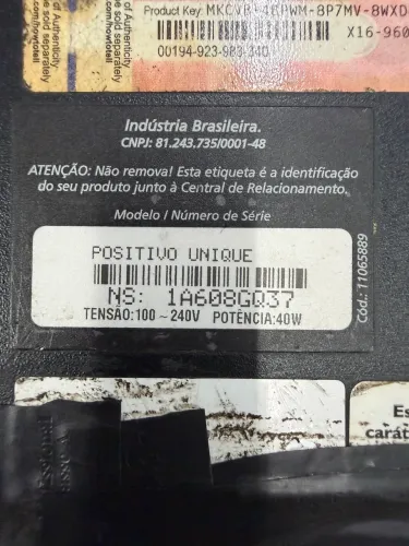 POSITIVO UNIQUE  ( RETIRADA DE PEÇAS)
