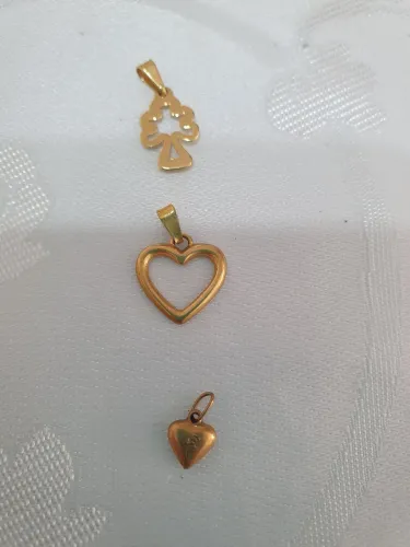 3 pingentes para colar ou pulseira folheado a ouro