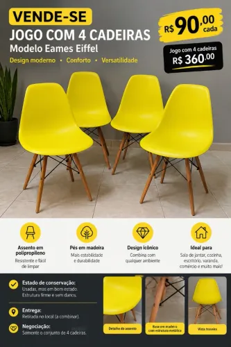 Cadeiras Eames Eiffel - Jogo com 4