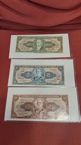 Cédulas Antigas Cruzeiros e Reis 6 unidades