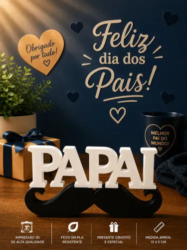 Placa Decorativa Dia dos Pais "PAPAI" - Impressão 3D | Presente Criativo
