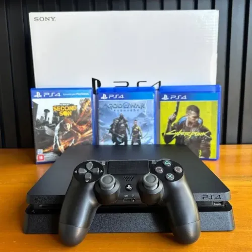 PlayStation 4 Slim 1TB Pronta Entrega Completo Com Jogo e Garantia