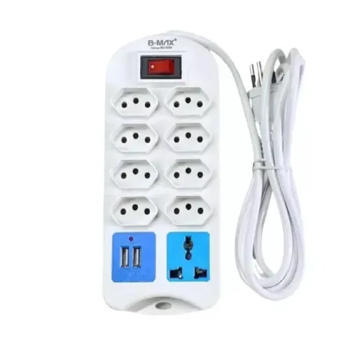 Régua De Extensão Elétrica 9 Tomadas + 2 Usb - 2 Metros