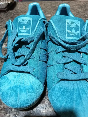 Adidas Original Superstar! Camurça azul Aqua. Tam 37