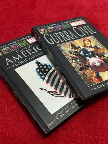 Encadernados Marvel Salvat capa dura Guerra Civil e A Morte do Capitão América.