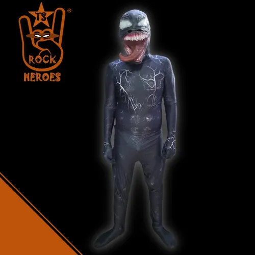 Cosplay Venom Adulto Bodysuit Elastano com Máscara em Látex
