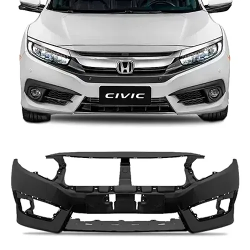 Parachoque Honda Civic 2017 à 2019 - Furo Farol Auxiliar - Preto Liso - TYG