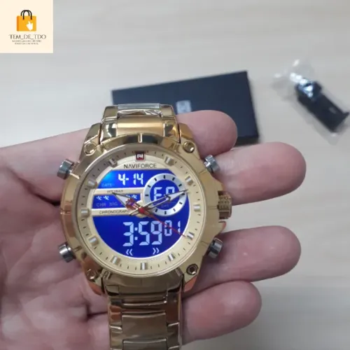 Relógio Naviforce 9163 - Masculino Dourado Digital